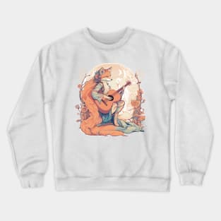 Vintage Cottagecore Fox Playing Acoustic Guitar Crewneck Sweatshirt